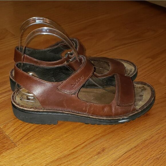 Naot Brown Leather Slingback Sandals - Picture 1 of 7